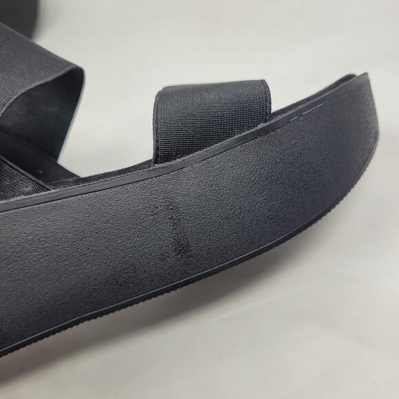 J/Slides Sandals 10 Black Wedge Platform Slingback Slides Chunky Strappy 90s NEW - Picture 11 of 12